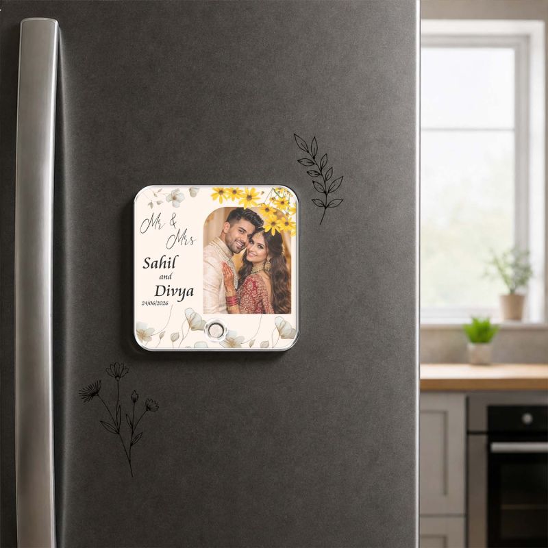 Personalized Musical Fridge Magnet with Photo & Custom Song | Romantic Couple Gift for Husband Wife, Boyfriend Girlfriend Anniversary, Wedding Keepsake Gift for Mr & Mrs